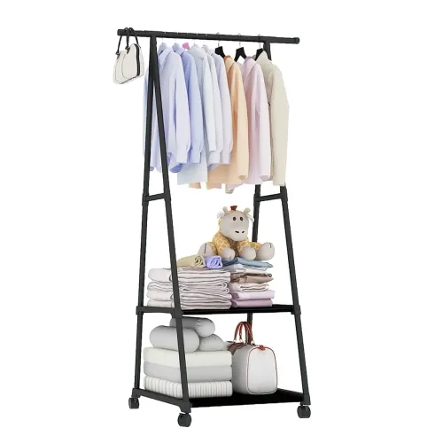 Стійка-вішалка для одягу та взуття Coat Rack Pro з навантаженням до 30 кг, 2 полиці, 1 перекладина, алюмінієва - фото 2