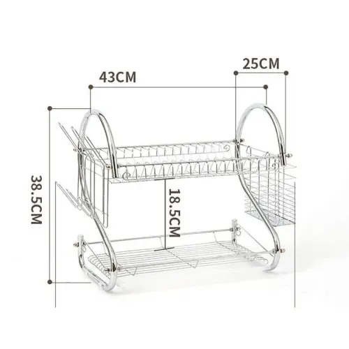 Стійка для сушіння посуду Kitchen storage rack, нержавіюча сталь, кишеня для ложок і виделок - фото 2