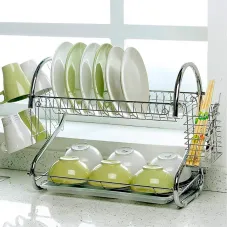 Стійка для сушіння посуду Kitchen storage rack, нержавіюча сталь, кишеня для ложок і виделок