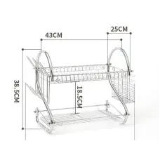 Стойка для сушки посуды Kitchen storage rack, нержавеющая сталь, карман для ложек и вилок