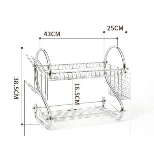 Стойка для сушки посуды Kitchen storage rack, нержавеющая сталь, карман для ложек и вилок