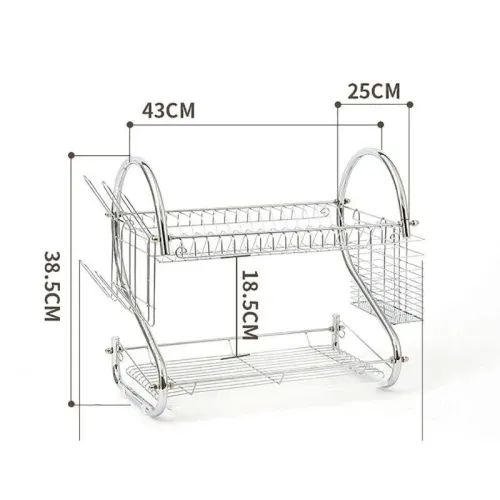Стойка для сушки посуды Kitchen storage rack, нержавеющая сталь, карман для ложек и вилок - фото 2
