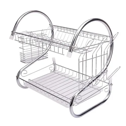 Стойка для сушки посуды Kitchen storage rack, нержавеющая сталь, карман для ложек и вилок - фото 3