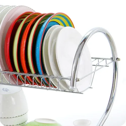 Стойка для сушки посуды Kitchen storage rack, нержавеющая сталь, карман для ложек и вилок - фото 4