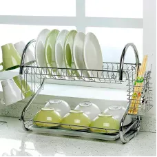 Стійка для сушіння посуду Kitchen storage rack, нержавіюча сталь, кишеня для ложок і виделок