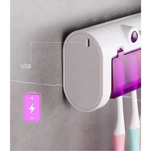 Диспенсер для зубної пасти з тримачем UF для зубних щіток TOOTHBRUSH STERILIZER, дозатор для пасти, білий - фото 3