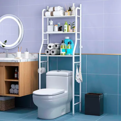 Посилена стійка над унітазом Toilet Rack TM-020, порошкове покриття, висота 160 см, біла