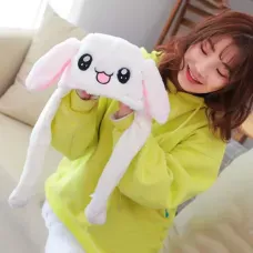 Світна шапка з вушками Pikachu toys вушка рухаються, універсальний розмір, біла