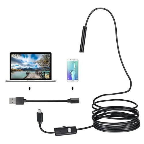 Гнучкий USB ендоскоп 1/0.3 МП Endoscope android camera, Для андроїд і ПК, гнучкий провід, підсвітка - фото 3