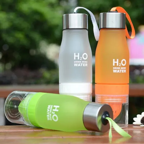Большая спортивная бутылка 24 см H2O DRINK More Water, с соковыжималкой для цитрусовых - фото 6
