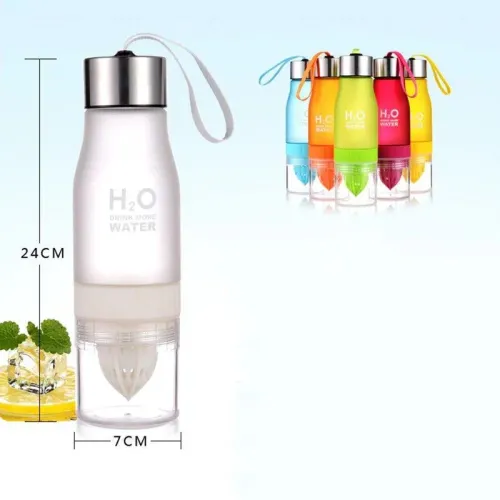 Большая спортивная бутылка 24 см H2O DRINK More Water, с соковыжималкой для цитрусовых - фото 8