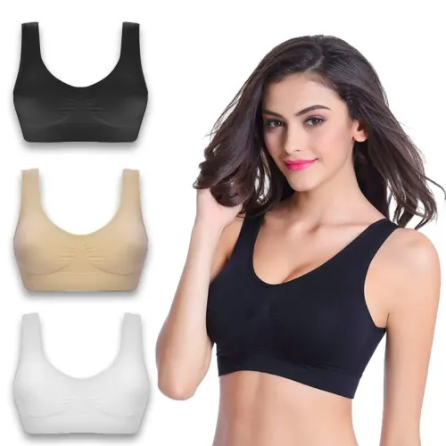 Набір з 3-х спортивних безшовних бюстгальтерів AHHBRA comfort Fit, три кольори в комплекті