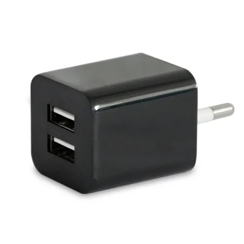 Адаптер живлення CUBE Pro від мережі 100-240 В 2 USB,  1 А/2.1A, чорний, глянсовий - фото 4