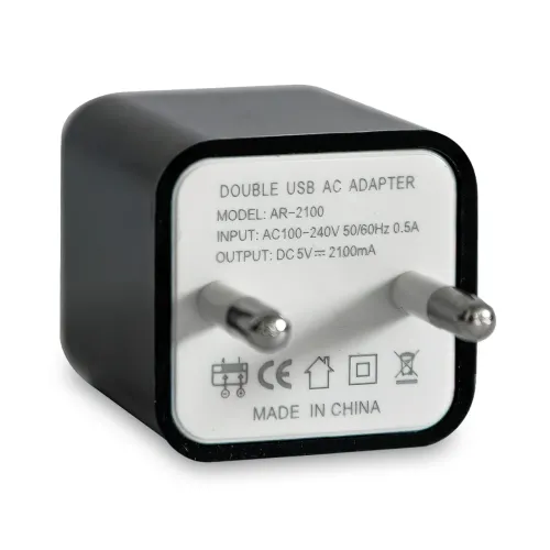 Адаптер живлення CUBE Pro від мережі 100-240 В 2 USB,  1 А/2.1A, чорний, глянсовий - фото 3