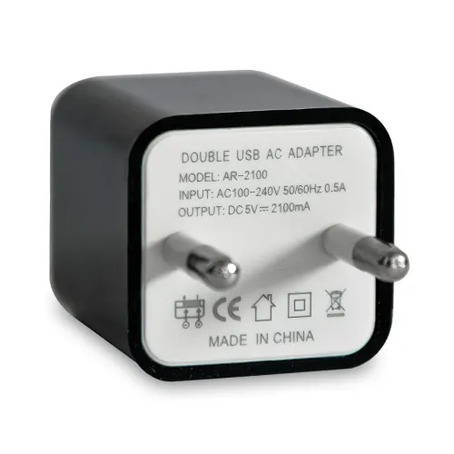 Адаптер живлення CUBE Pro від мережі 100-240 В 2 USB,  1 А/2.1A, чорний, глянсовий - фото 3