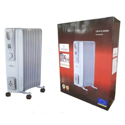 Обогреватель масляный 9 секций Crownberg CB9S Pro, белый цвет, 2000W - фото 3