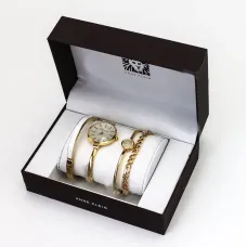 Подарочный набор для женщин наручные часы + 3 браслета Anne Klein GOLD в красивой упаковке!