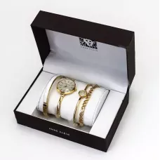 Подарунковий набір для жінок наручний годинник + 3 браслети Anne Klein GOLD в красивій упаковці!
