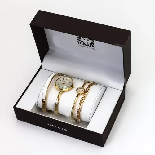 Подарочный набор для женщин наручные часы + 3 браслета Anne Klein GOLD в красивой упаковке!