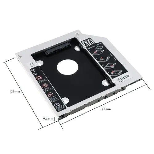 Адаптер для заміни DVD-привода на HDD/SSD диск GemBird, низькопрофільний OptiBay 2.5'', 9.5/12.7 мм, SATA/mSATA - фото 13
