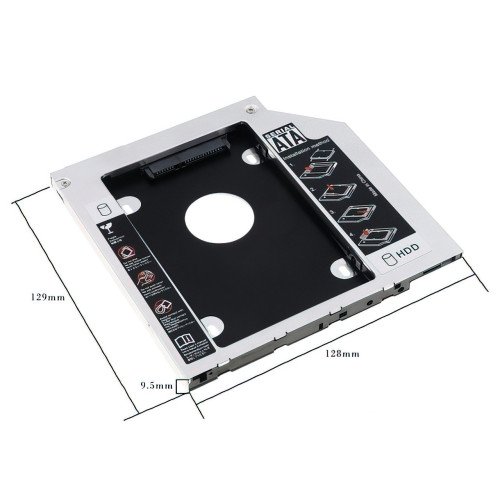 Адаптер для замены DVD-привода на HDD/SSD диск GemBird, низкопрофильный OptiBay 2.5'', 9.5/12.7 мм, SATA/mSATA - фото 4