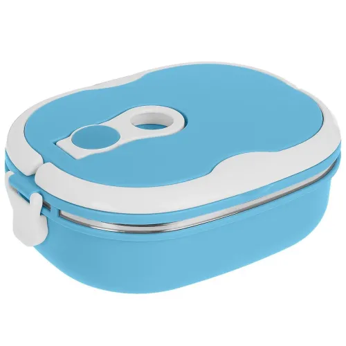 Вакуумный термо ланч бокс для еды BENTO 900мл синий - фото 7