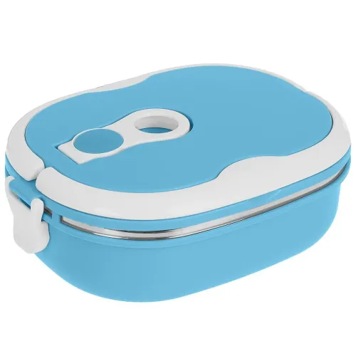 Вакуумный термо ланч бокс для еды BENTO 900мл синий - фото 2