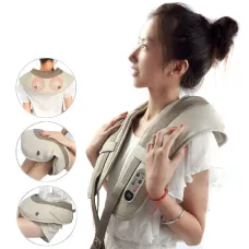 Вібро масажер для всього тіла 3D Wellneo Cervical Massage Shawls здоров'я. 4 в 1, шиацу, сірий