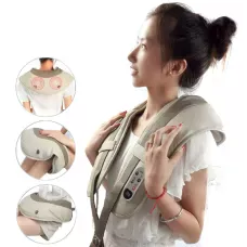 Вібро масажер для всього тіла 3D Wellneo Cervical Massage Shawls здоров'я. 4 в 1, шиацу, сірий