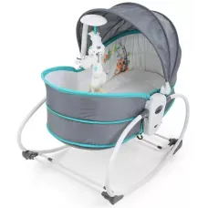 Детская качалка с люлькой Rocket Bassinet 5 в 1 баунсер, серый с голубым