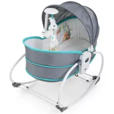 Дитяча гойдалка з люлькою Rocket Bassinet 5 у 1 баунсер, сірий з блакитним
