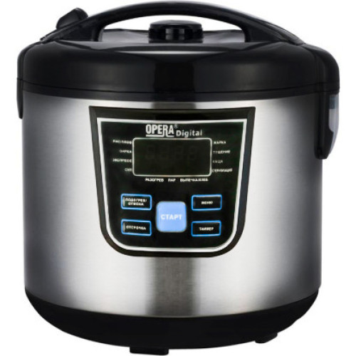 Мультиварка з функцією пароварки Opera Digital OD-166 Cooking Pro, 120 рецептів, 12 програм, 1500 Вт, срібло