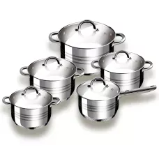 Набір посуду Grabdoff Stainless steel GR-203, 4 каструлі+ ковшок, скляні кришки
