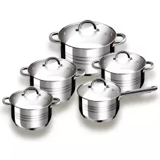 Набор посуды Grabdoff Stainless steel GR-203, 4 кастрюли+ ковшик, стеклянные крышки