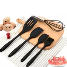 Набір з 5 предметів для кухні USA EASY Kitchen silicone set, силіконові лопатки, різні кольори Чорний