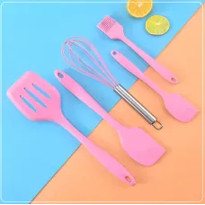 Набір з 5 предметів для кухні USA EASY Kitchen silicone set, силіконові лопатки, різні кольори Рожевий