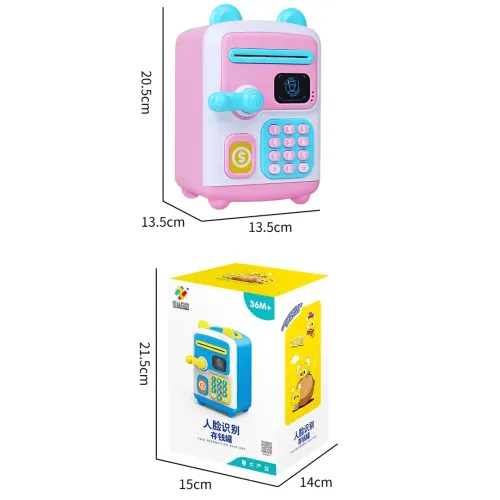 Дитяча скарбничка-сейф з кодовим замком та купюроприймачем рожева face recognition moneybox - фото 2