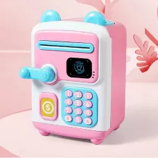 Дитяча скарбничка-сейф з кодовим замком та купюроприймачем рожева face recognition moneybox