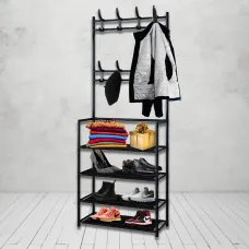 Вішалка для одягу чорна 4098 NEW SIMPLE FLOOR CLOTHES RACK SIZE 60x29. 5x151см