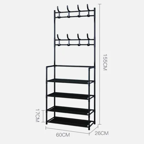 Вішалка для одягу чорна 4098 NEW SIMPLE FLOOR CLOTHES RACK SIZE 60x29. 5x151см - фото 3