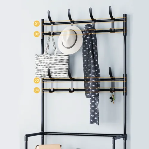 Вішалка для одягу чорна 4098 NEW SIMPLE FLOOR CLOTHES RACK SIZE 60x29. 5x151см - фото 5