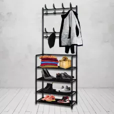 Вішалка для одягу чорна 4098 NEW SIMPLE FLOOR CLOTHES RACK SIZE 60x29. 5x151см