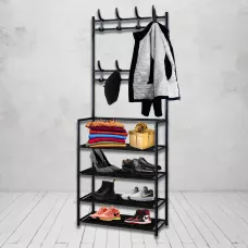 Вішалка для одягу чорна 4098 NEW SIMPLE FLOOR CLOTHES RACK SIZE 60x29. 5x151см