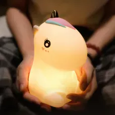 Нічник дитячий Єдиноріг Lovely Horse райдужний бездротовий силіконовий LED