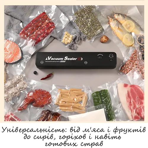 Вакуумний упаковщик для продуктів Vacuum Sealer – 90 Вт, -60 кПа, живлення 220 В, пластик, герметична упаковка - фото 5