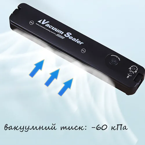 Вакуумний упаковщик для продуктів Vacuum Sealer – 90 Вт, -60 кПа, живлення 220 В, пластик, герметична упаковка - фото 3