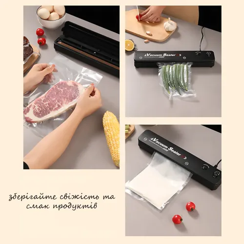 Вакуумний упаковщик для продуктів Vacuum Sealer – 90 Вт, -60 кПа, живлення 220 В, пластик, герметична упаковка - фото 4