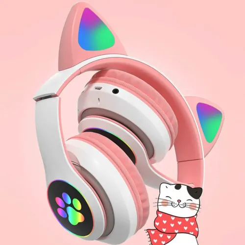 Беспроводные наушники с кошачьими ушками детские с подсветкой CAT STN-28 Bluetooth - фото 3