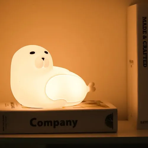 Дитячий силіконовий нічник іграшка Тюлень RGB+ білий теплий - фото 3