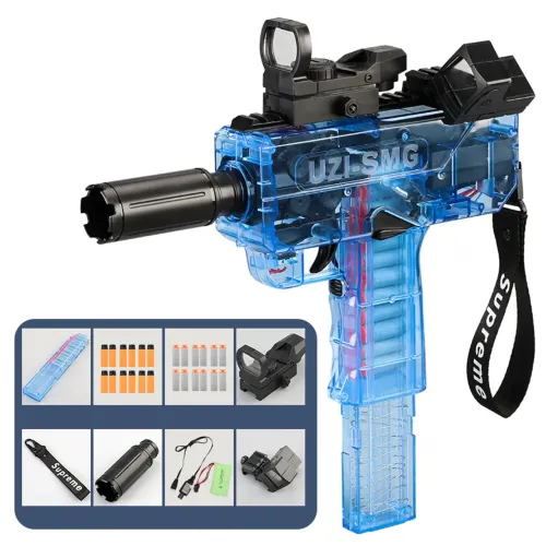 Электрический игрушечный пистолет uzi smg с мягкой пулей - фото 3